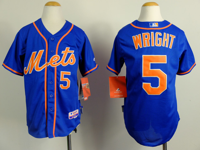 Youth New York Mets #5 Wright Blue MLB Jerseys